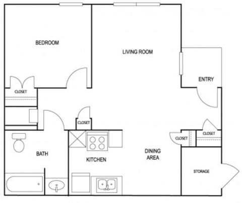 Simmons Gardens One Bedroom Floor Plan